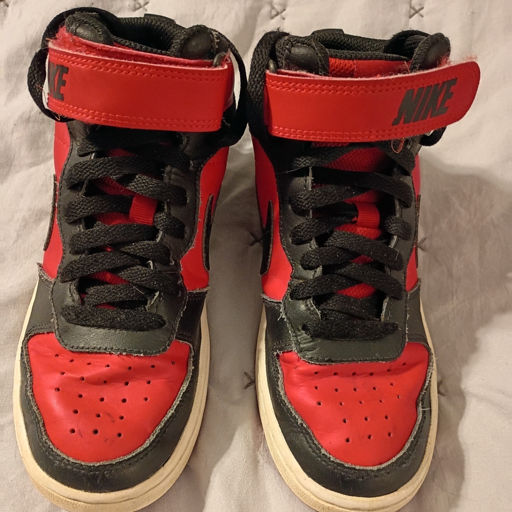 Nike Kids Black and Red High-Top Sneakers